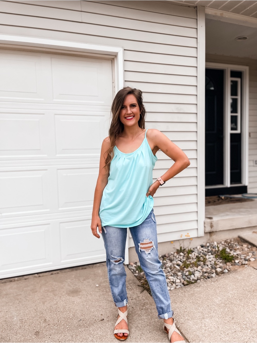 Women's Light Aqua Sleeveless Tank Top